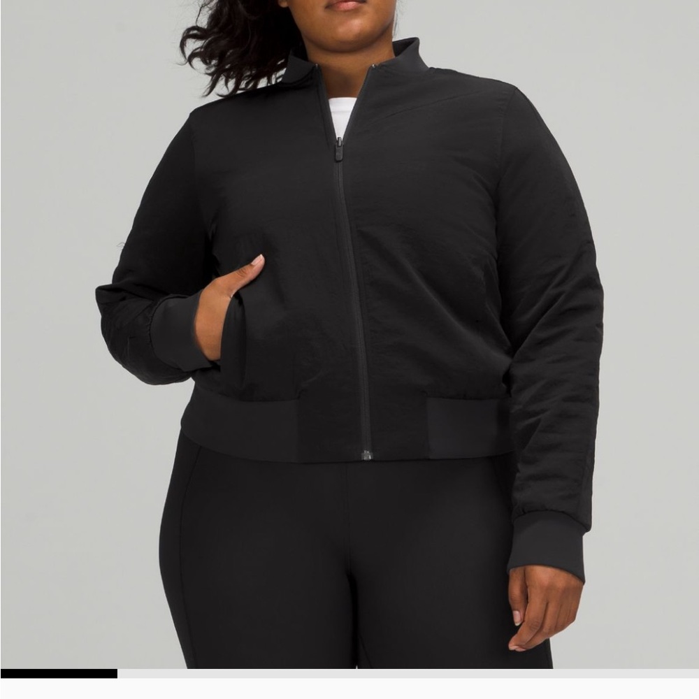 Lululemon nonstop bomber jacket in black size 8